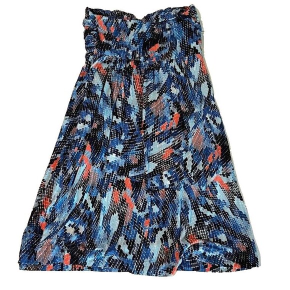 Soma Strapless Blue/PInk Tropicalcore Beach Abstract Print Swim Cover Up/Dress M - Picture 2 of 4